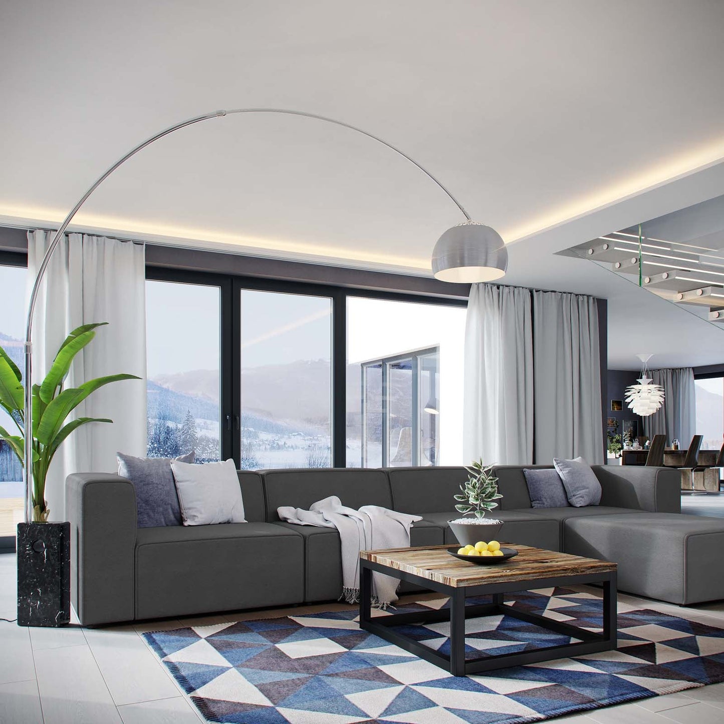 Modway Mingle 5 Piece Upholstered Fabric Sectional Sofa Set | Sofas | Modishstore-2