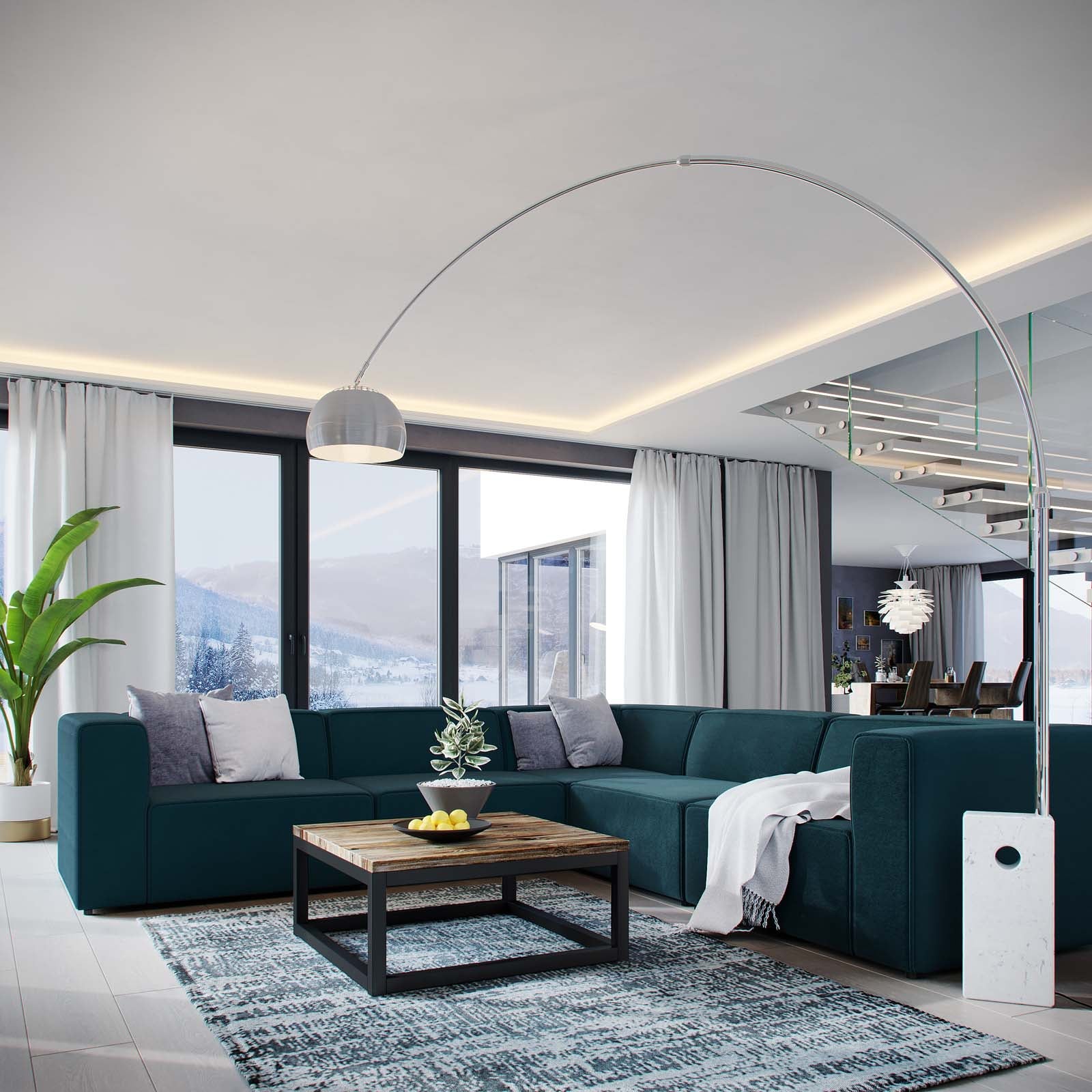 Modway Mingle 5 Piece Upholstered Fabric Sectional Sofa Set-EEI-2835 | Sofas | Modishstore