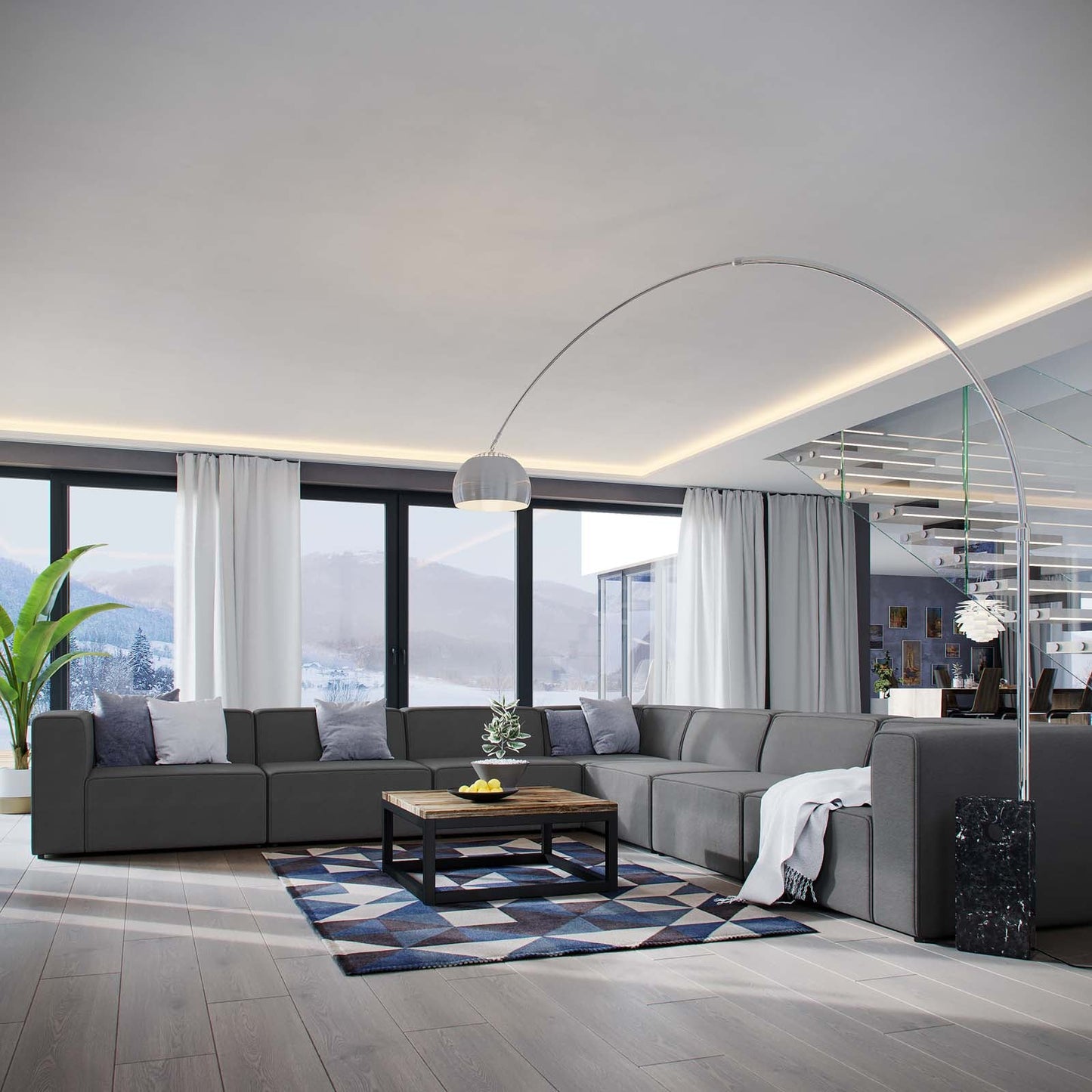 Modway Mingle 7 Piece Upholstered Fabric Sectional Sofa Set | Sofas | Modishstore-2