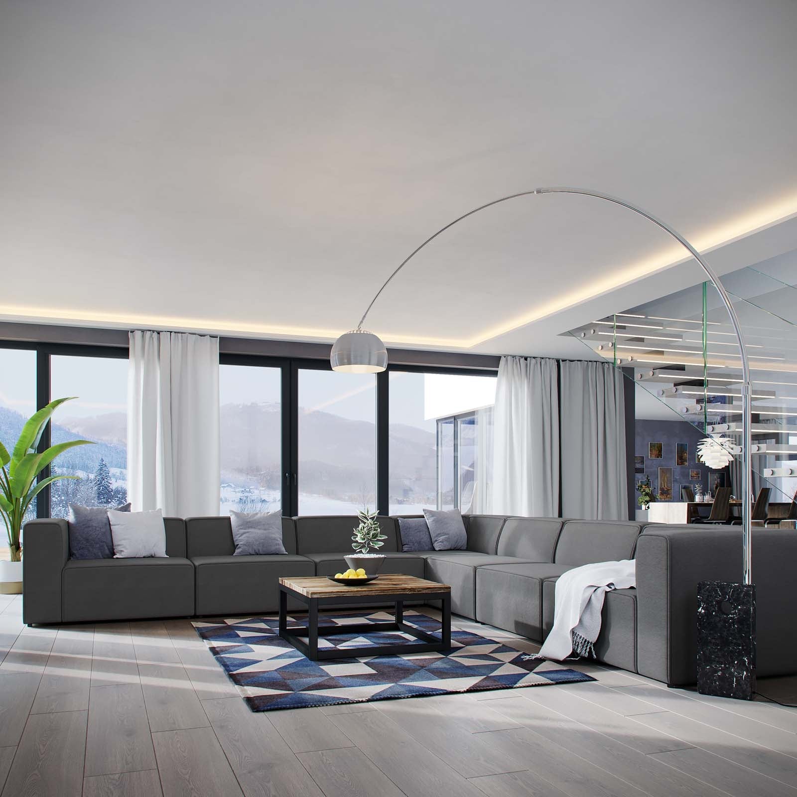 Modway Mingle 7 Piece Upholstered Fabric Sectional Sofa Set | Sofas | Modishstore-2