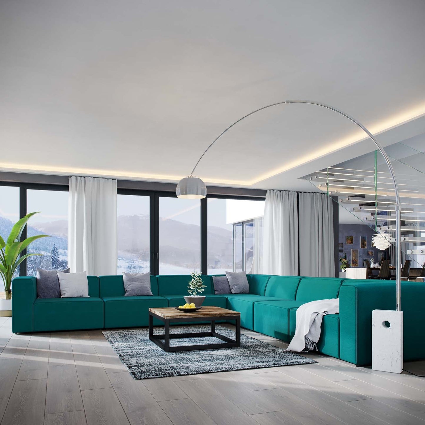 Modway Mingle 7 Piece Upholstered Fabric Sectional Sofa Set | Sofas | Modishstore-3