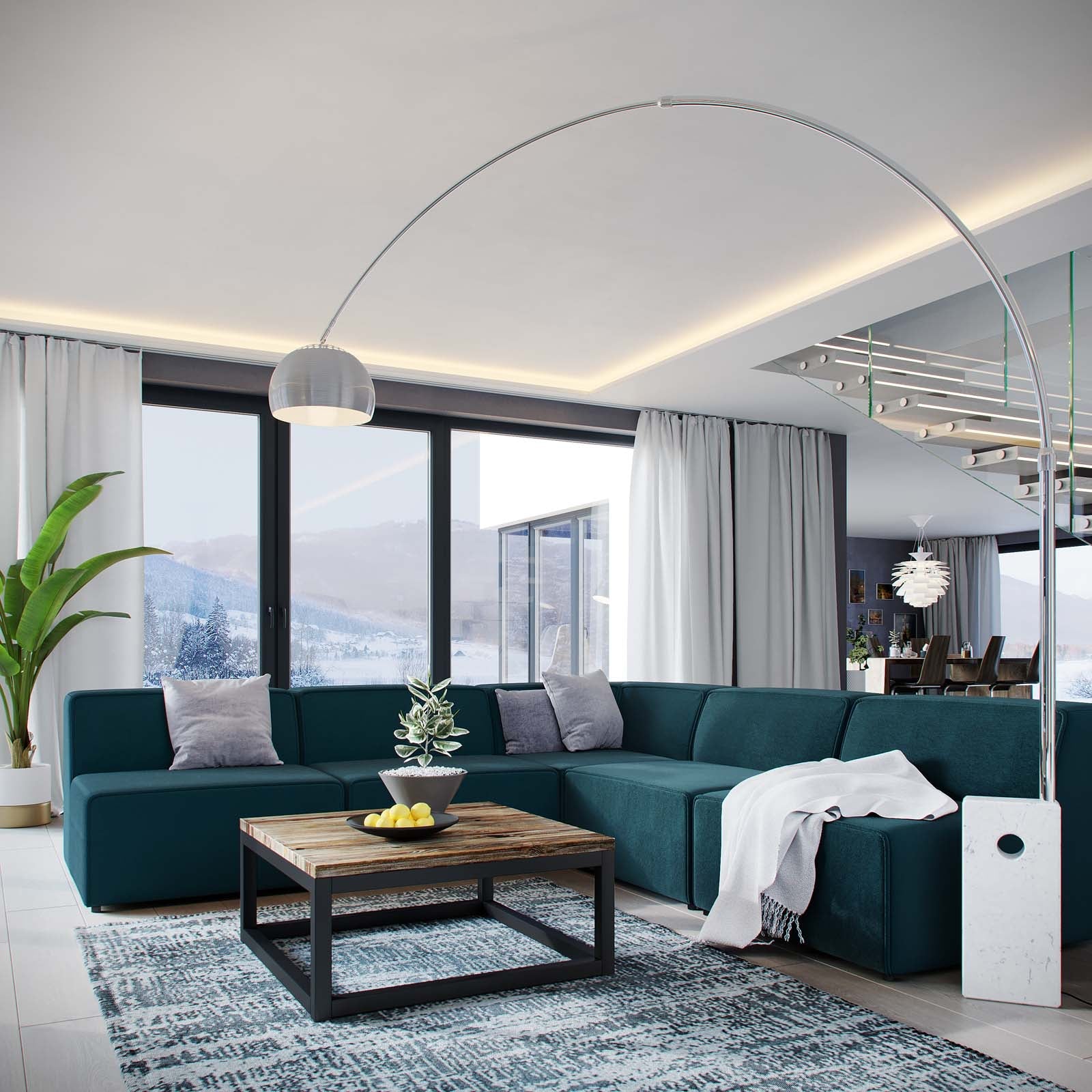 Modway Mingle 5 Piece Upholstered Fabric Armless Sectional Sofa Set | Sofas | Modishstore-2