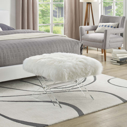 Modway Swift Sheepskin Bench | Stools & Benches | Modishstore