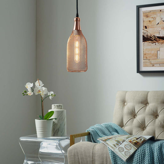 Modway Glimmer Bottle-Shaped Rose Gold Pendant Light | Pendant Lamps