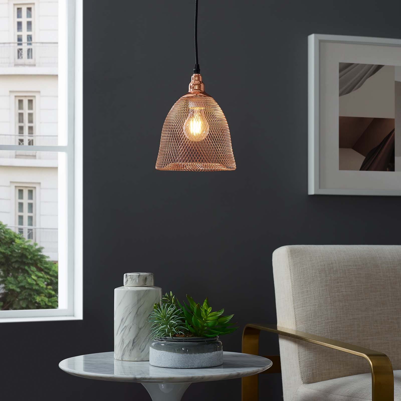 Modway Glimmer Bell-Shaped Rose Gold Pendant Light | Pendant Lamps