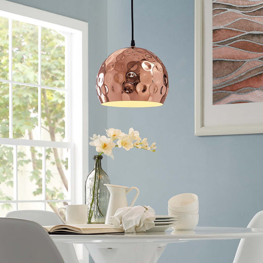 Modway Dimple 10" Half-Sphere Rose Gold Pendant Light | Pendant Lamps