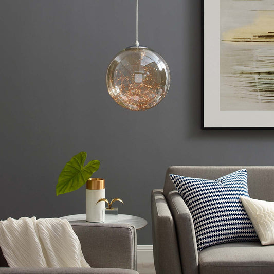 Modway Fairy Amber Glass Globe Ceiling Light Pendant Chandelier | Chandeliers