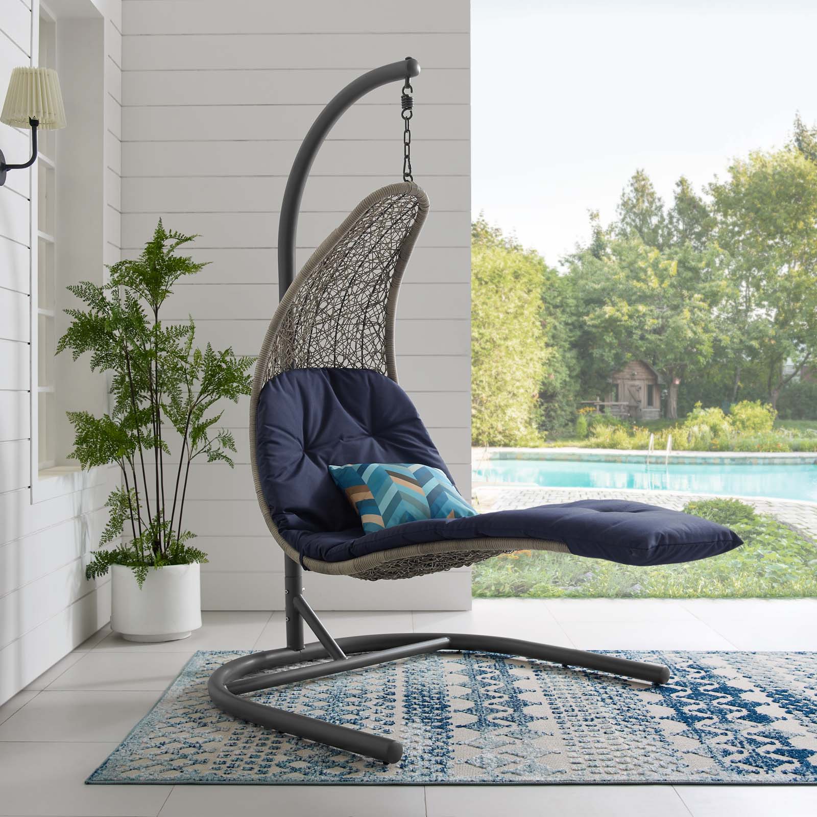Modway Landscape Hanging Chaise Lounge Outdoor Patio Swing Chair | Outdoor Porch Swings | Modishstore-4