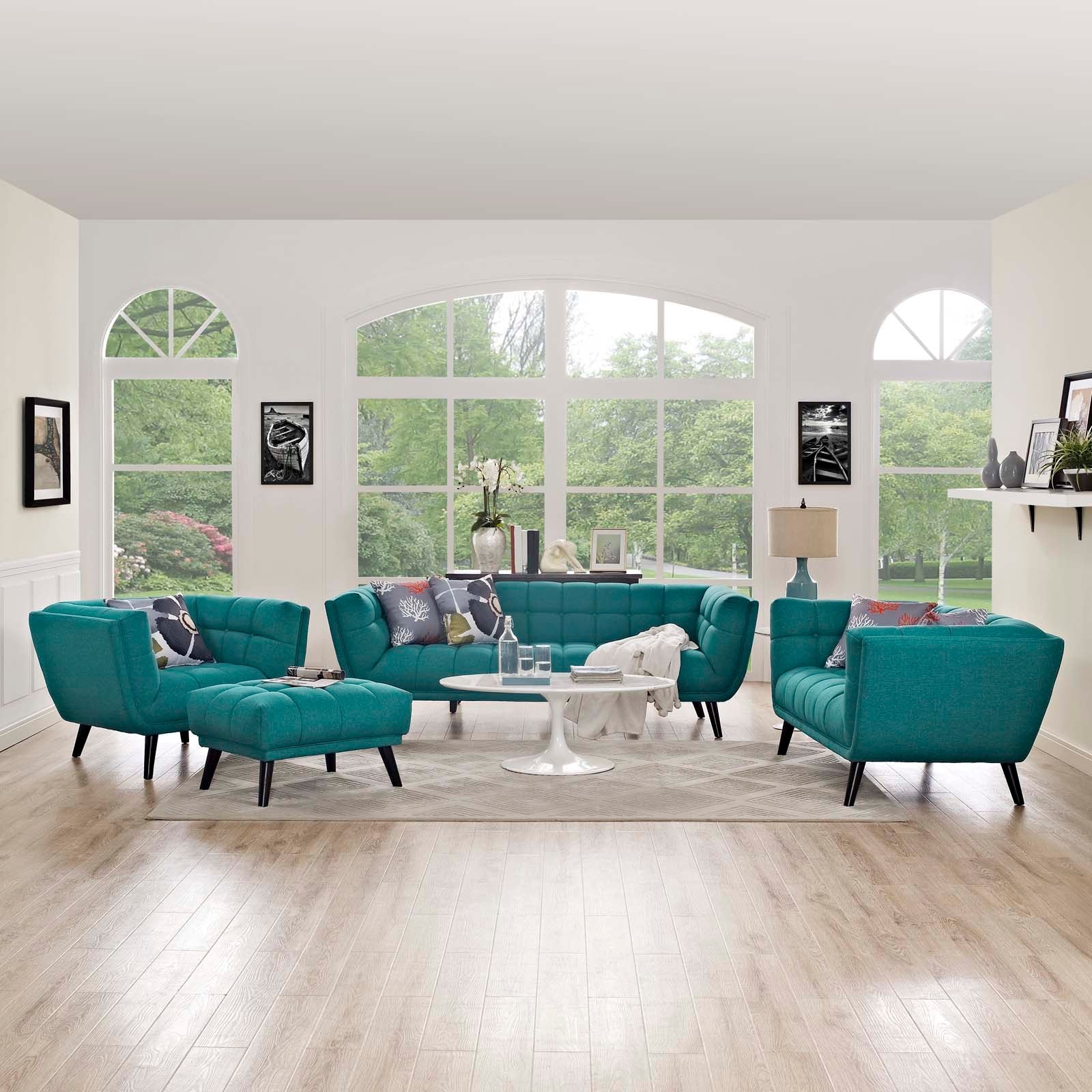 Modway Bestow 3 Piece Upholstered Fabric Sofa Loveseat and Armchair Set | Sofas | 