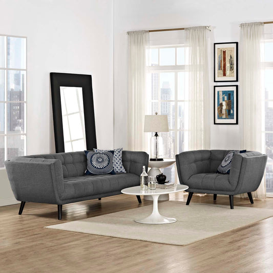 Modway Bestow 2 Piece Upholstered Fabric Sofa and Armchair Set | Sofas | 