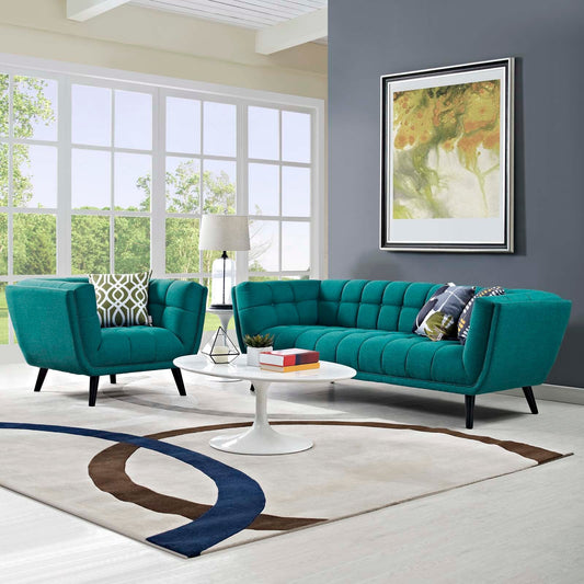 Modway Bestow 2 Piece Upholstered Fabric Sofa and Armchair Set | Sofas | 