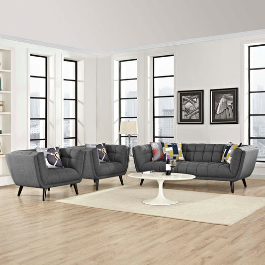 Modway Bestow 3 Piece Upholstered Fabric Sofa and Armchair Set | Sofas | 
