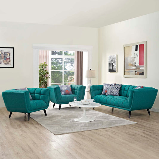 Modway Bestow 3 Piece Upholstered Fabric Sofa and Armchair Set | Sofas | 
