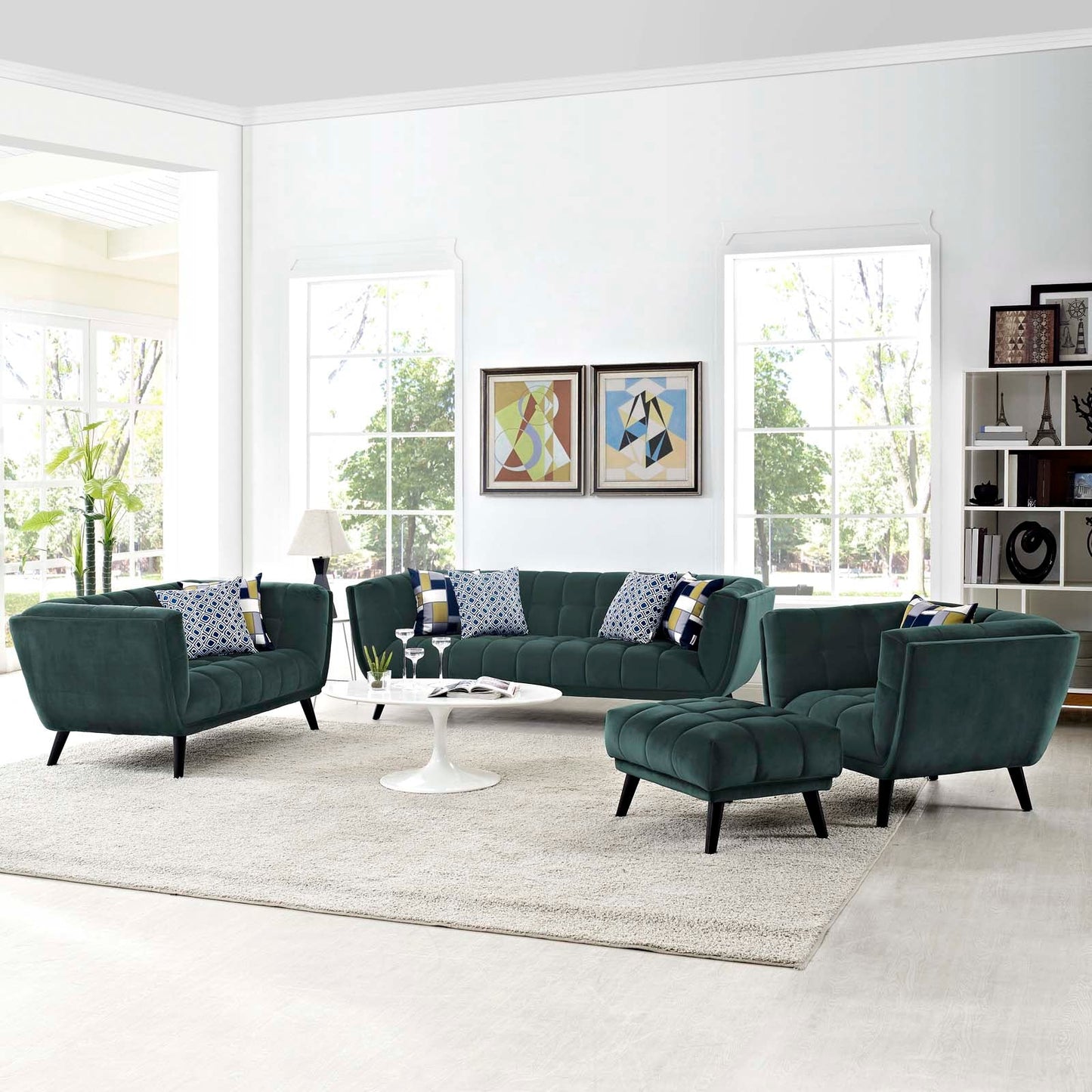 Modway Bestow 3 Piece Performance Velvet Sofa Loveseat and Armchair Set | Sofas | 