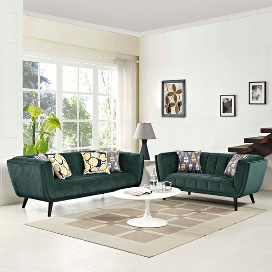 Modway Bestow 2 Piece Performance Velvet Sofa and Loveseat Set | Sofas