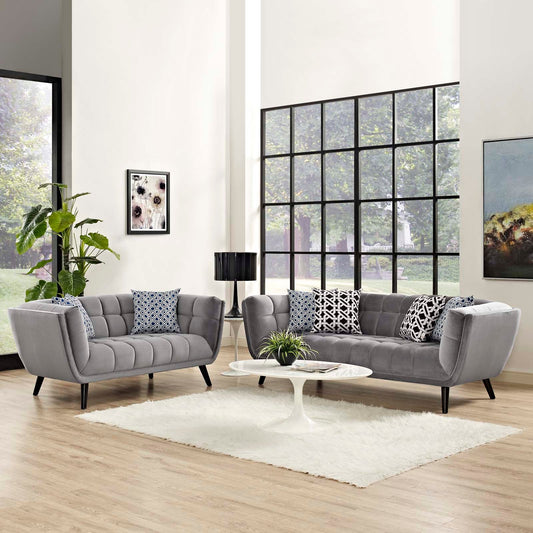 Modway Bestow 2 Piece Performance Velvet Sofa and Loveseat Set | Sofas | 