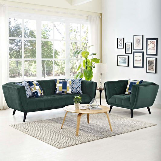 Modway Bestow 2 Piece Performance Velvet Sofa and Armchair Set | Sofas