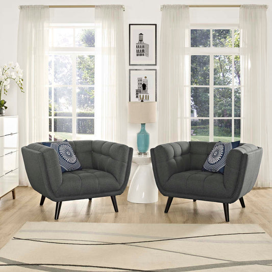 Modway Bestow 2 Piece Upholstered Fabric Armchair Set | Armchairs | 