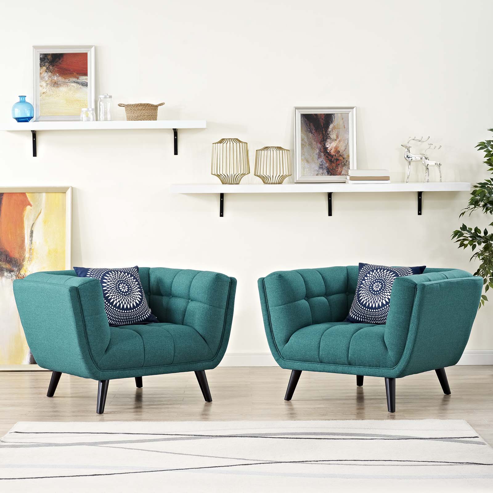 Modway Bestow 2 Piece Upholstered Fabric Armchair Set | Armchairs | 