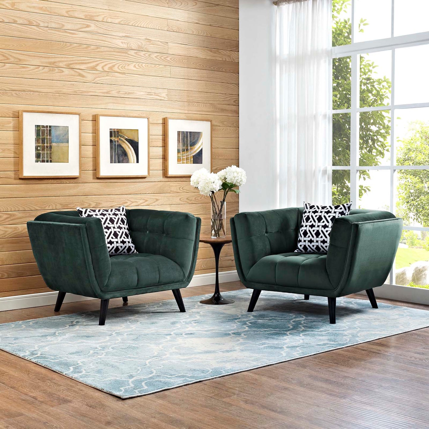 Modway Bestow 2 Piece Performance Velvet Armchair Set | Armchairs | 