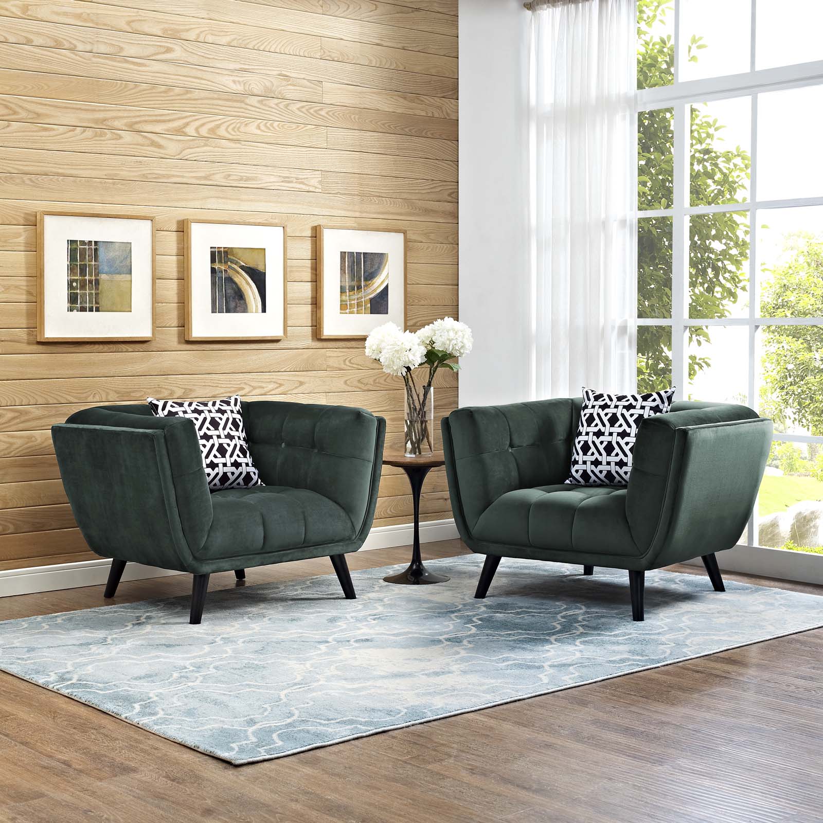 Modway Bestow 2 Piece Performance Velvet Armchair Set | Armchairs | 