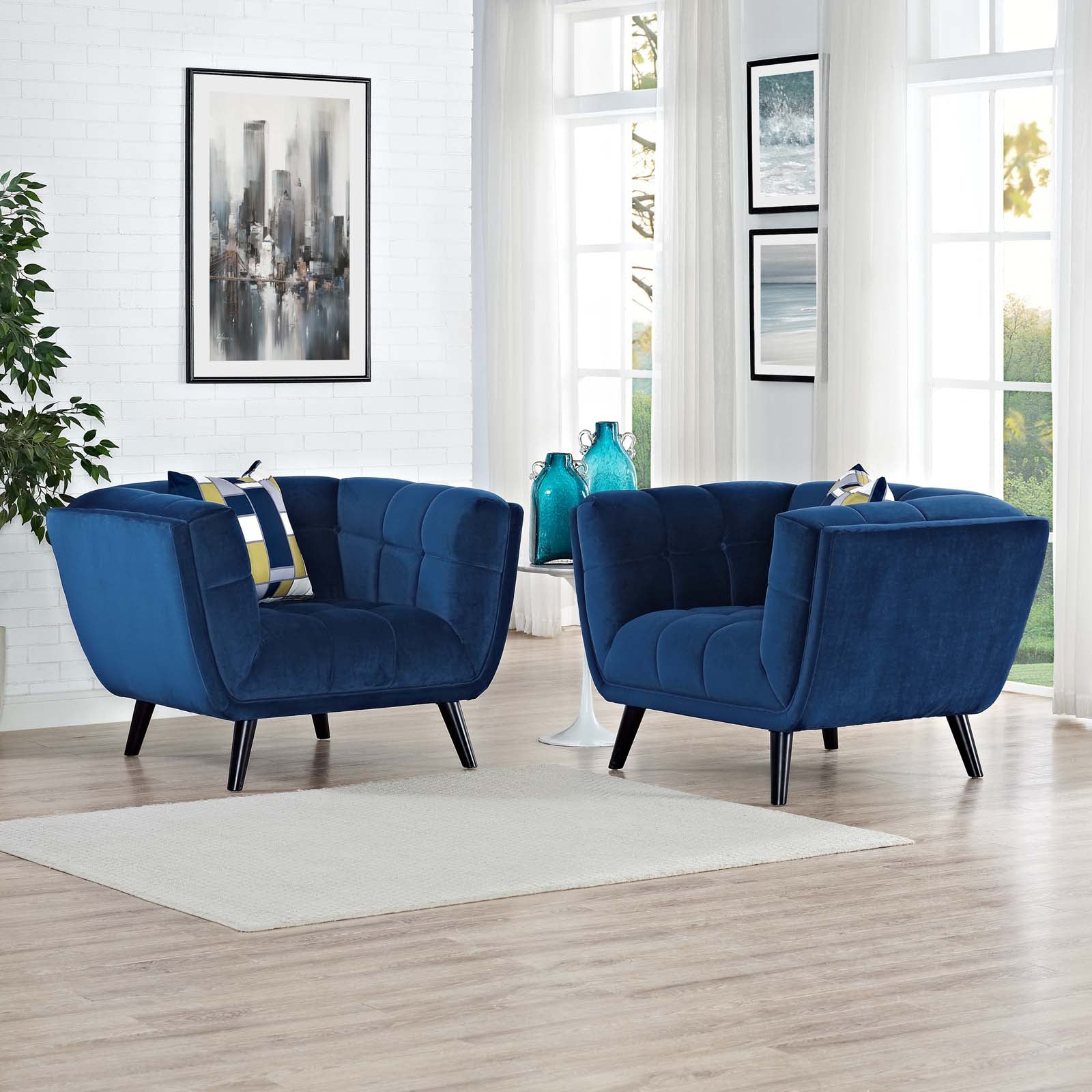 Modway Bestow 2 Piece Performance Velvet Armchair Set | Armchairs