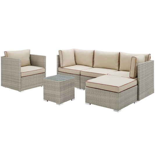 Repose 6 Piece Outdoor Patio Sectional Set By Modway - EEI-3014 | Outdoor Sofas, Loveseats & Sectionals | Modishstore