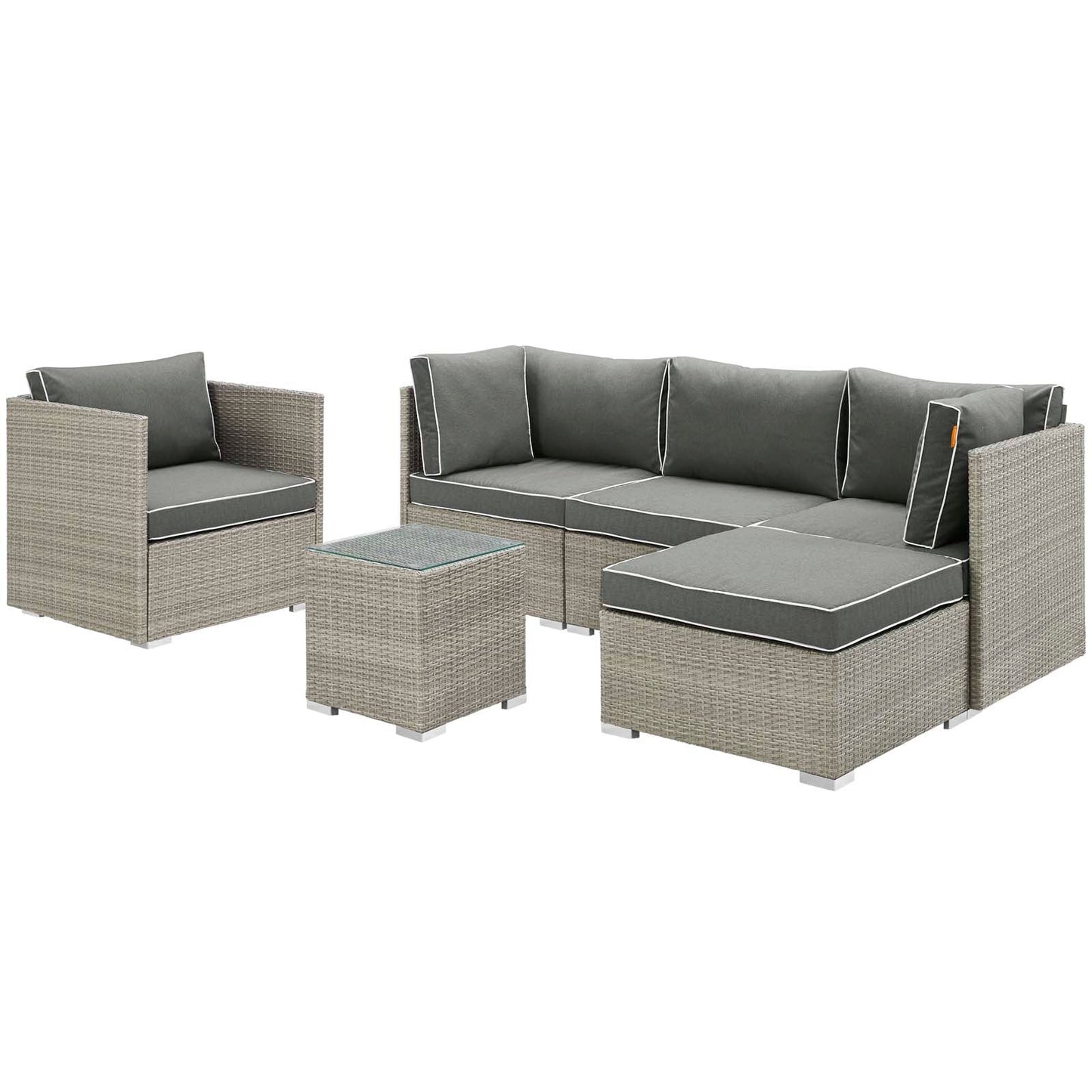 Repose 6 Piece Outdoor Patio Sectional Set By Modway - EEI-3014 | Outdoor Sofas, Loveseats & Sectionals | Modishstore - 2