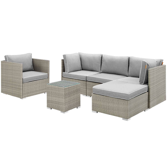 Repose 6 Piece Outdoor Patio Sectional Set By Modway - EEI-3014 | Outdoor Sofas, Loveseats & Sectionals | Modishstore - 3