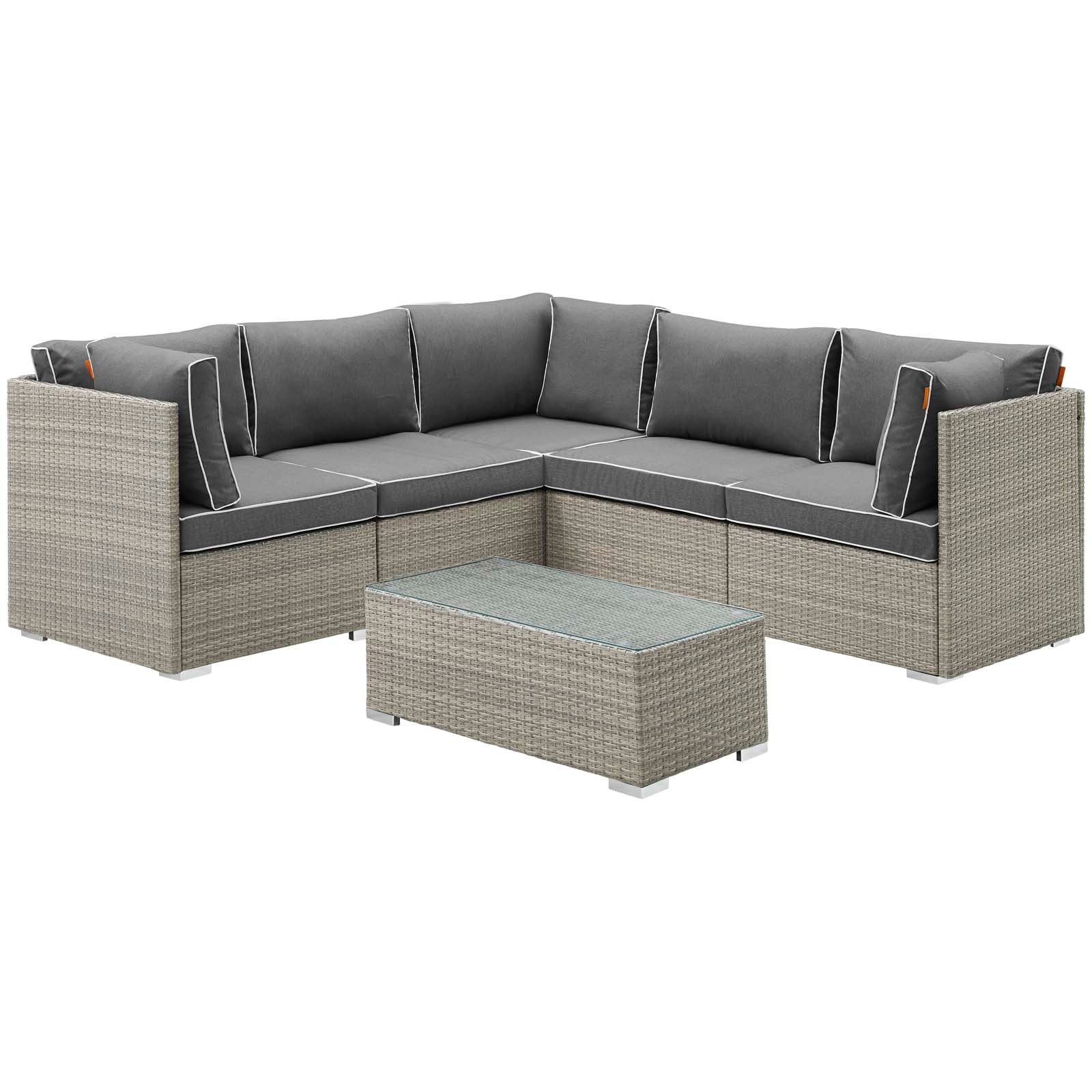 Modway Repose 6 Piece Outdoor Patio Sectional Set | Outdoor Sofas, Loveseats & Sectionals | Modishstore-2
