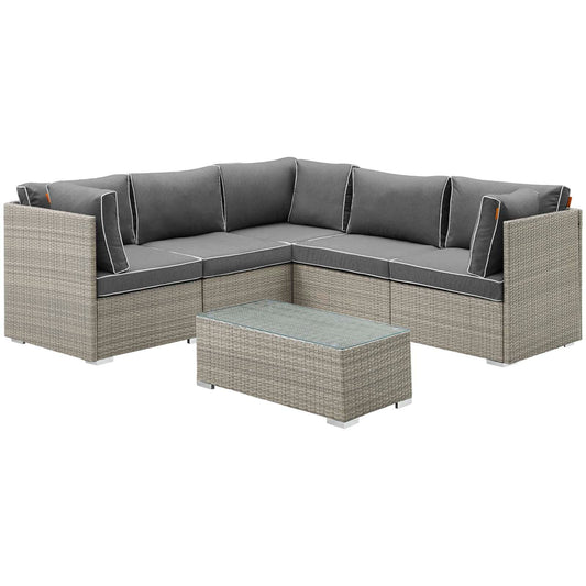 Modway Repose 6 Piece Outdoor Patio Sectional Set | Outdoor Sofas, Loveseats & Sectionals | Modishstore-2