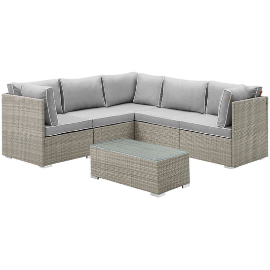 Modway Repose 6 Piece Outdoor Patio Sectional Set | Outdoor Sofas, Loveseats & Sectionals | Modishstore-3