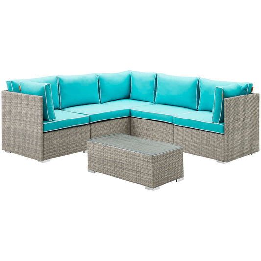 Modway Repose 6 Piece Outdoor Patio Sectional Set | Outdoor Sofas, Loveseats & Sectionals | Modishstore-5