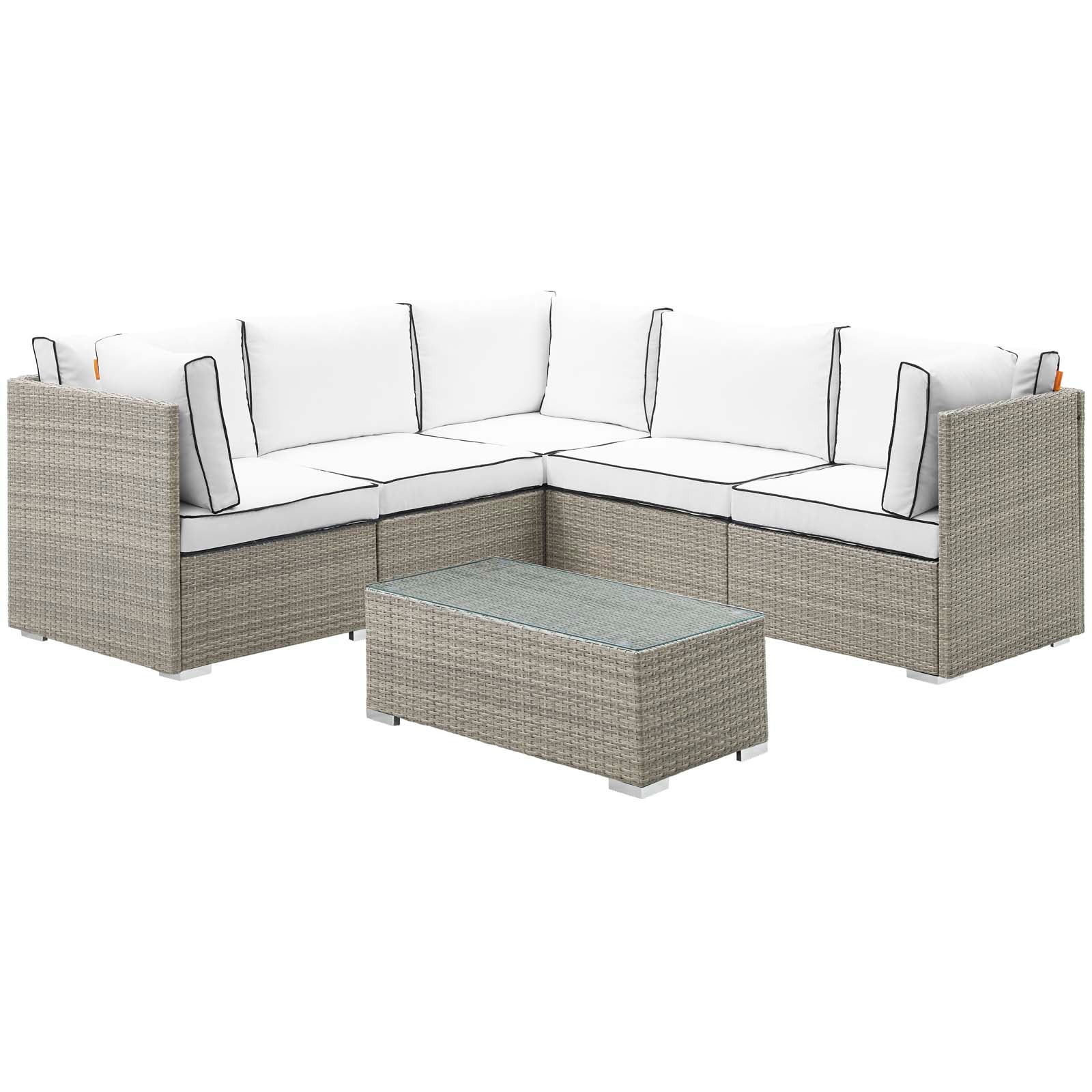 Modway Repose 6 Piece Outdoor Patio Sectional Set | Outdoor Sofas, Loveseats & Sectionals | Modishstore-6