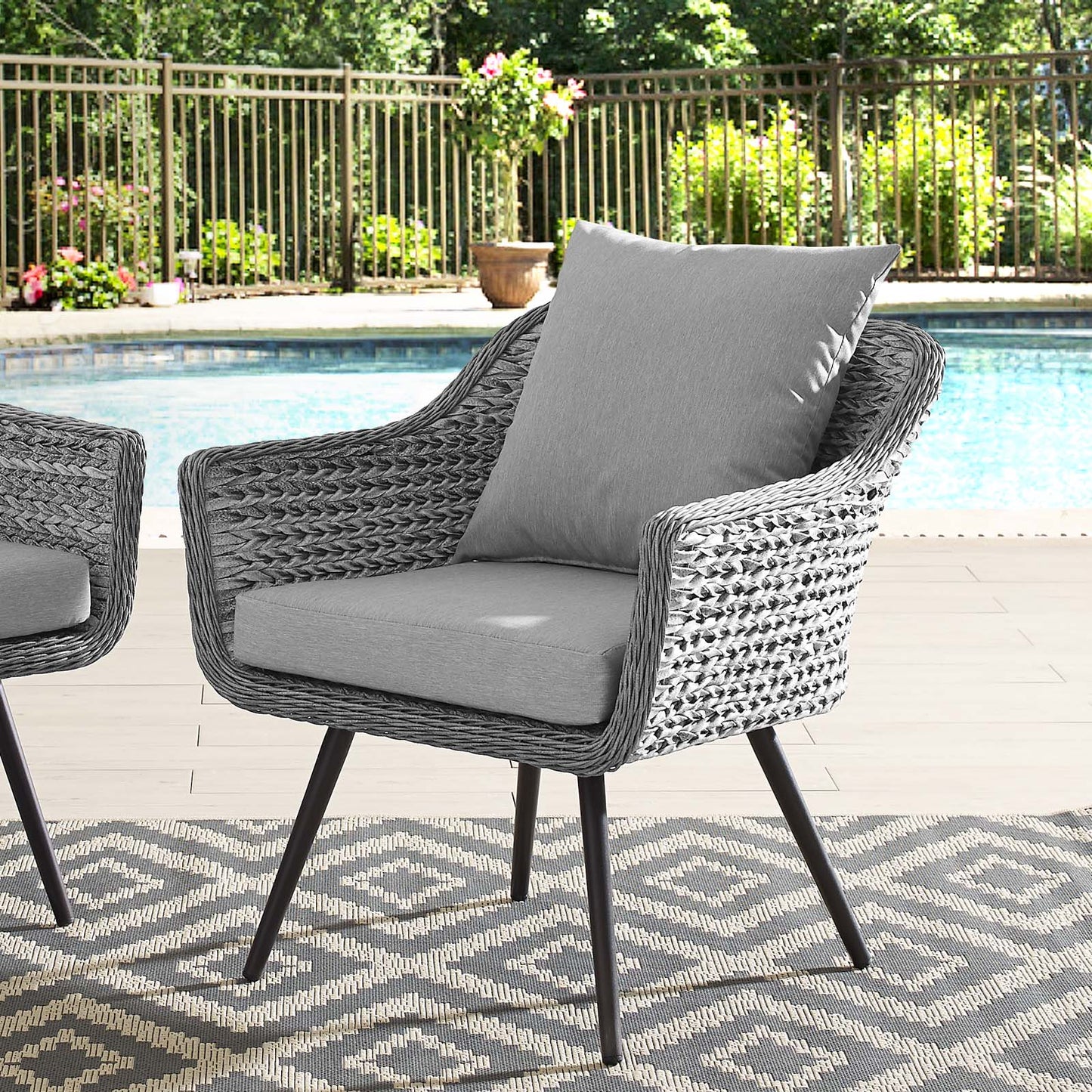 Modway Endeavor Outdoor Patio Wicker Rattan Armchair Gray | Armchairs