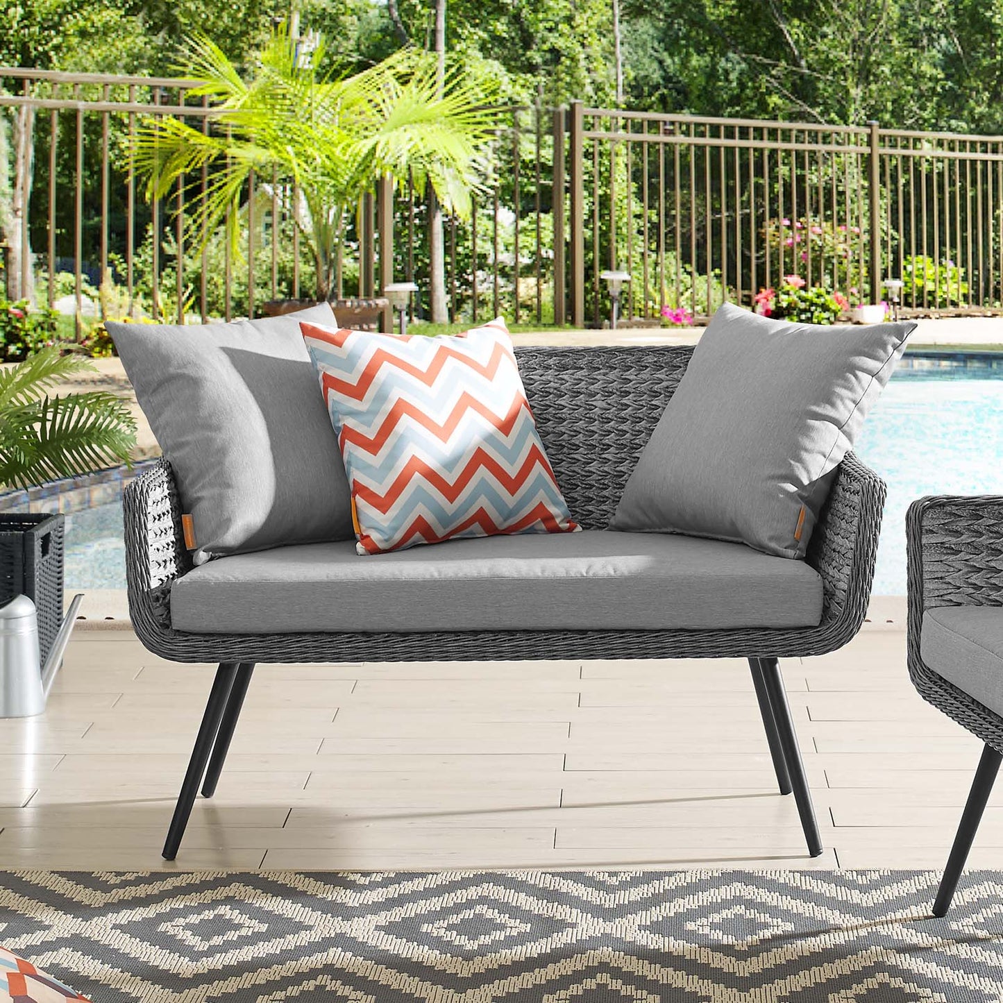 Modway Endeavor Outdoor Patio Wicker Rattan Loveseat Gray | Outdoor Sofas, Loveseats & Sectionals