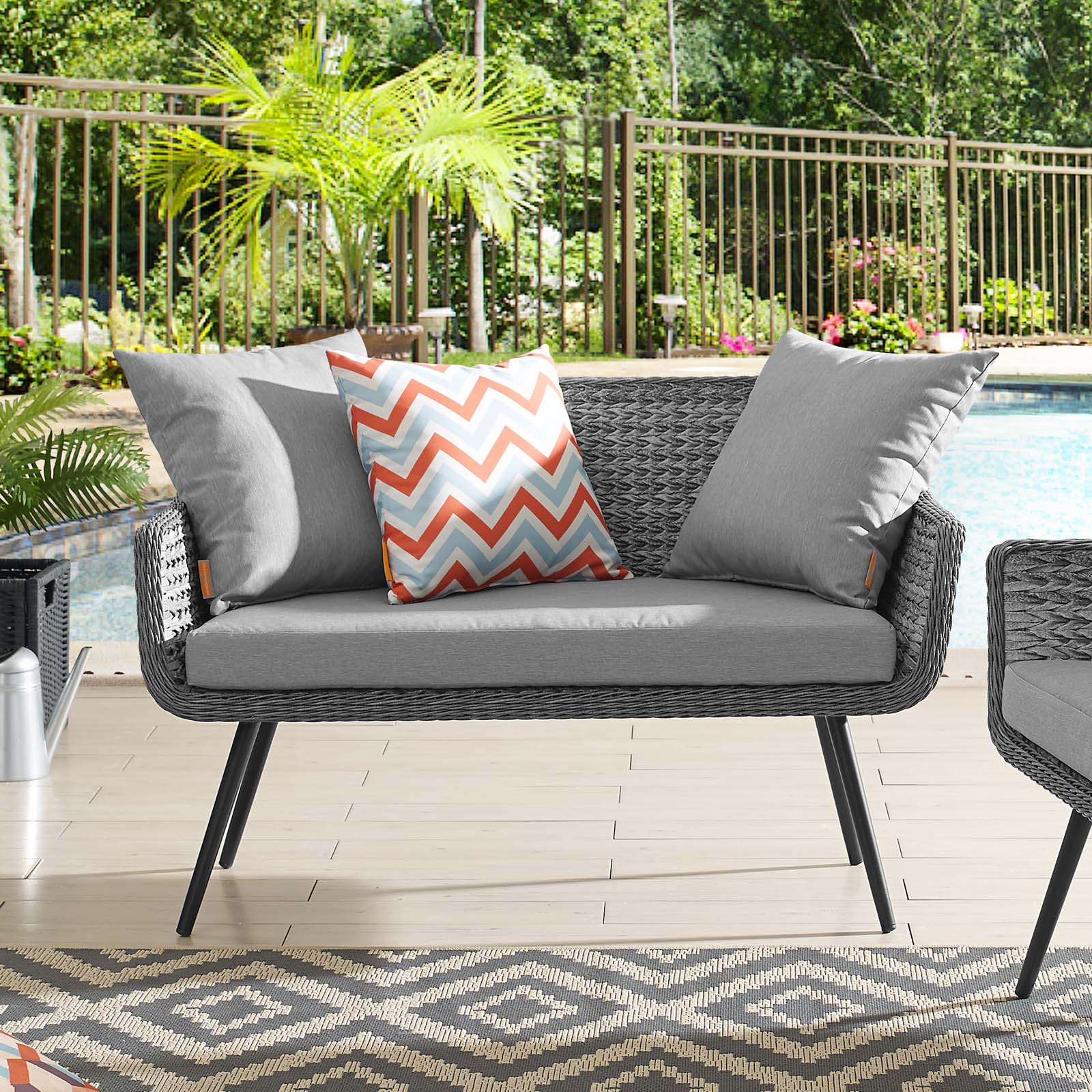 Modway Endeavor Outdoor Patio Wicker Rattan Loveseat Gray | Outdoor Sofas, Loveseats & Sectionals