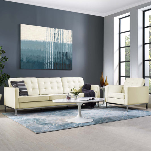Loft 2 Piece Leather Sofa and Armchair Set By Modway - EEI-3099 | Armchairs