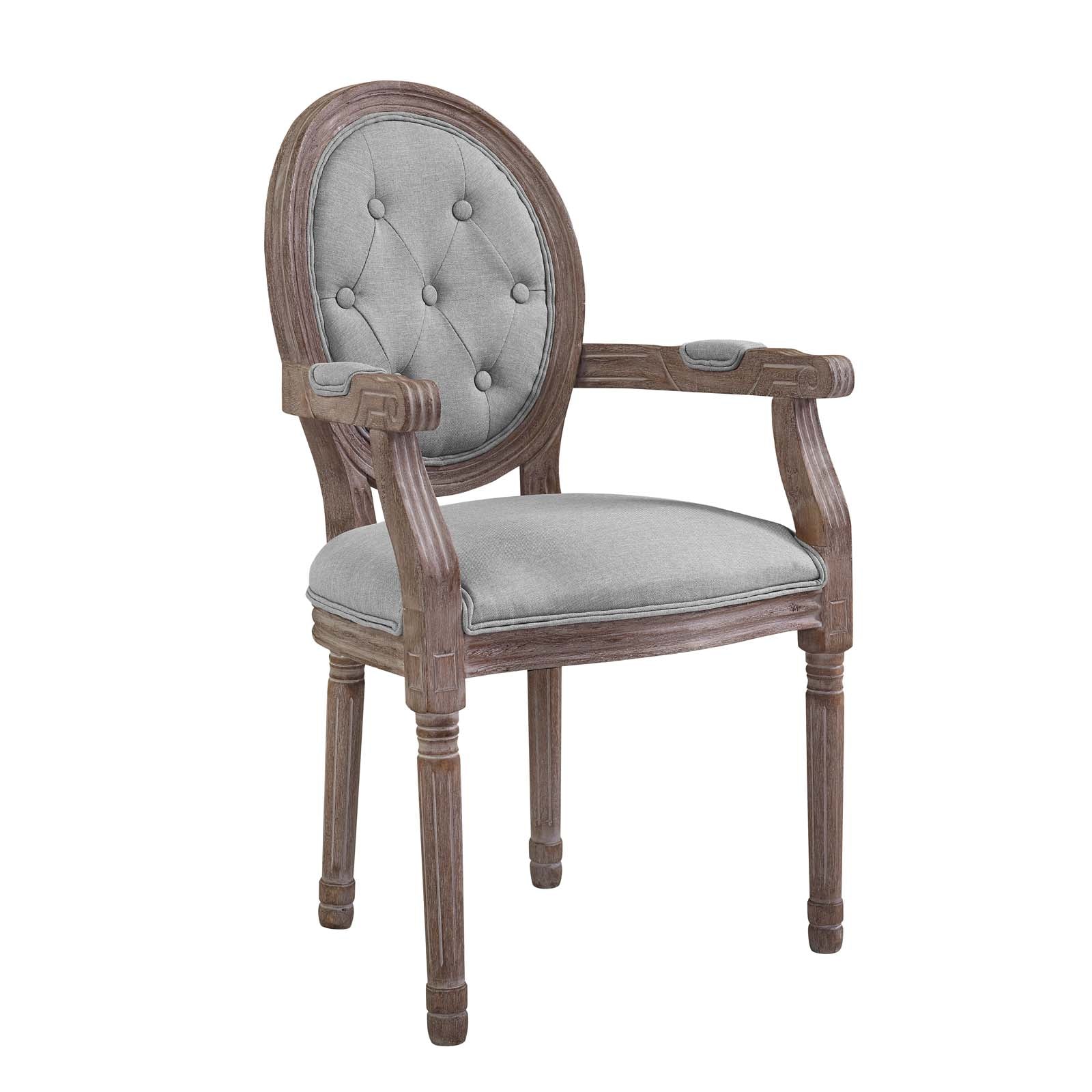 Modway Arise Vintage French Upholstered Fabric Dining Armchair Set of 2 | Dining Chairs | 