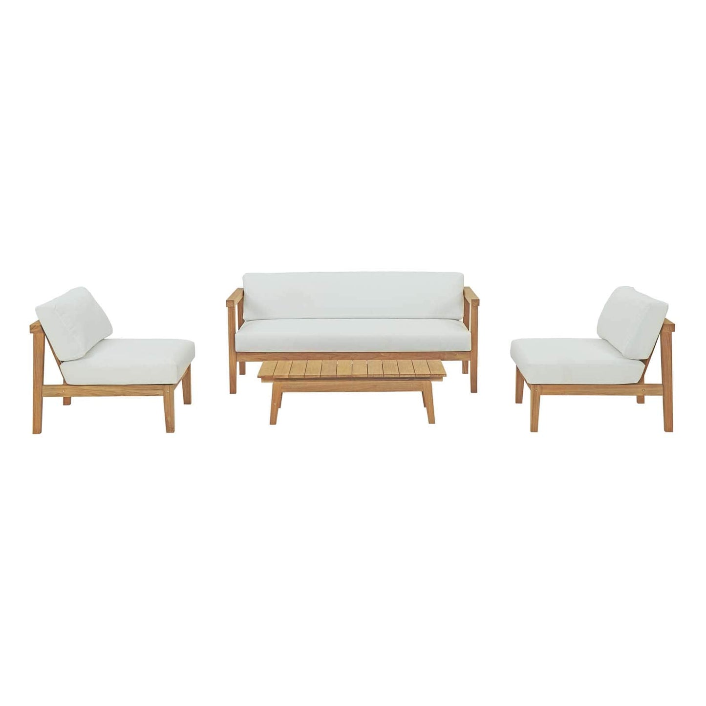 Modway Bayport 4 Piece Outdoor Patio Teak Set-EEI-3107 | Outdoor Sofas, Loveseats & Sectionals
