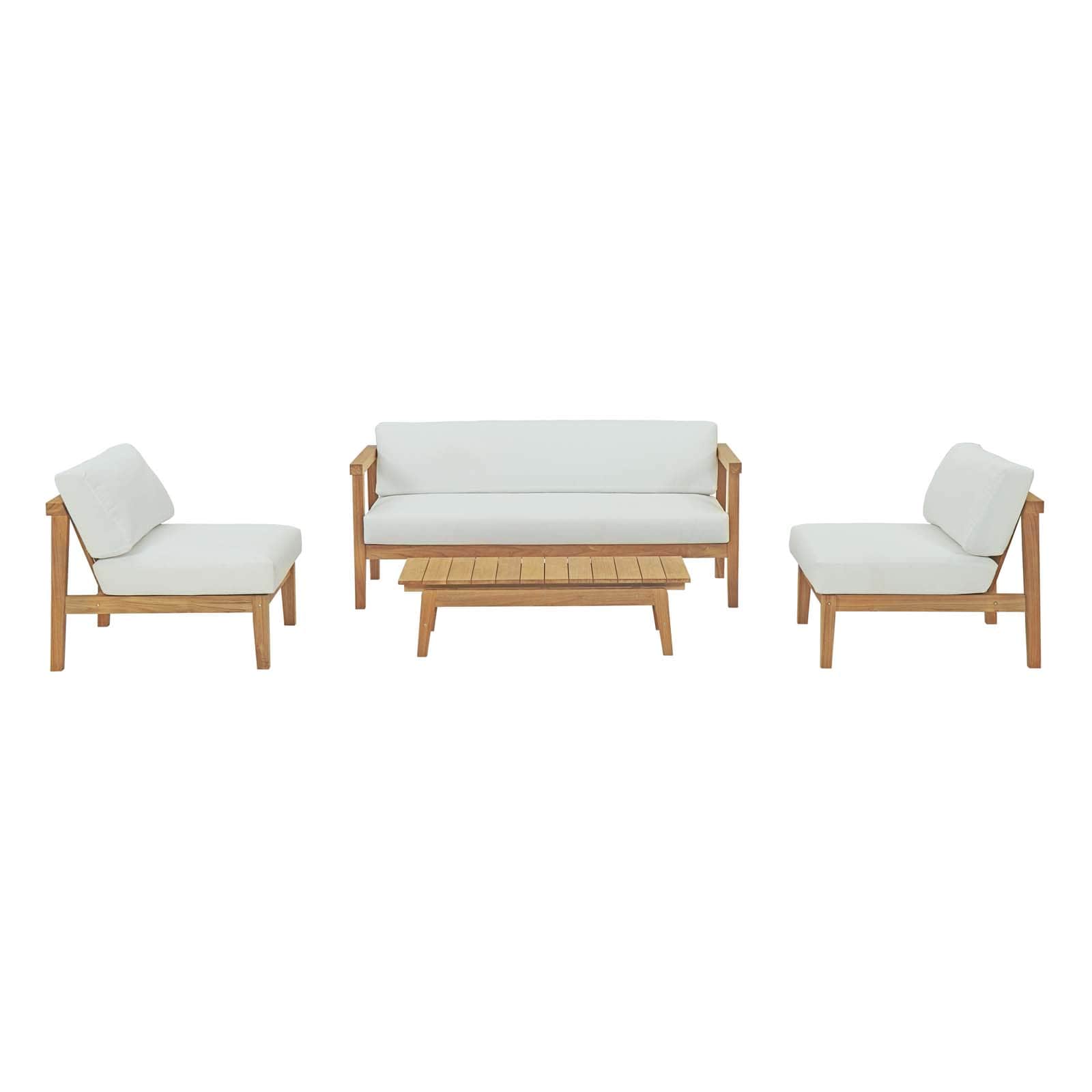 Modway Bayport 4 Piece Outdoor Patio Teak Set-EEI-3107 | Outdoor Sofas, Loveseats & Sectionals