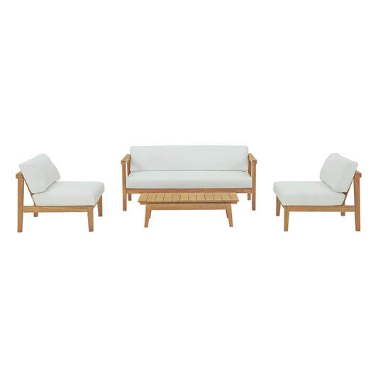 Modway Bayport 4 Piece Outdoor Patio Teak Set-EEI-3107 | Outdoor Sofas, Loveseats & Sectionals