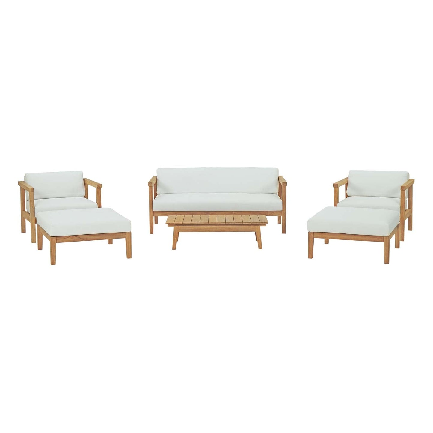 Modway Bayport 6 Piece Outdoor Patio Teak Set | Outdoor Sofas, Loveseats & Sectionals