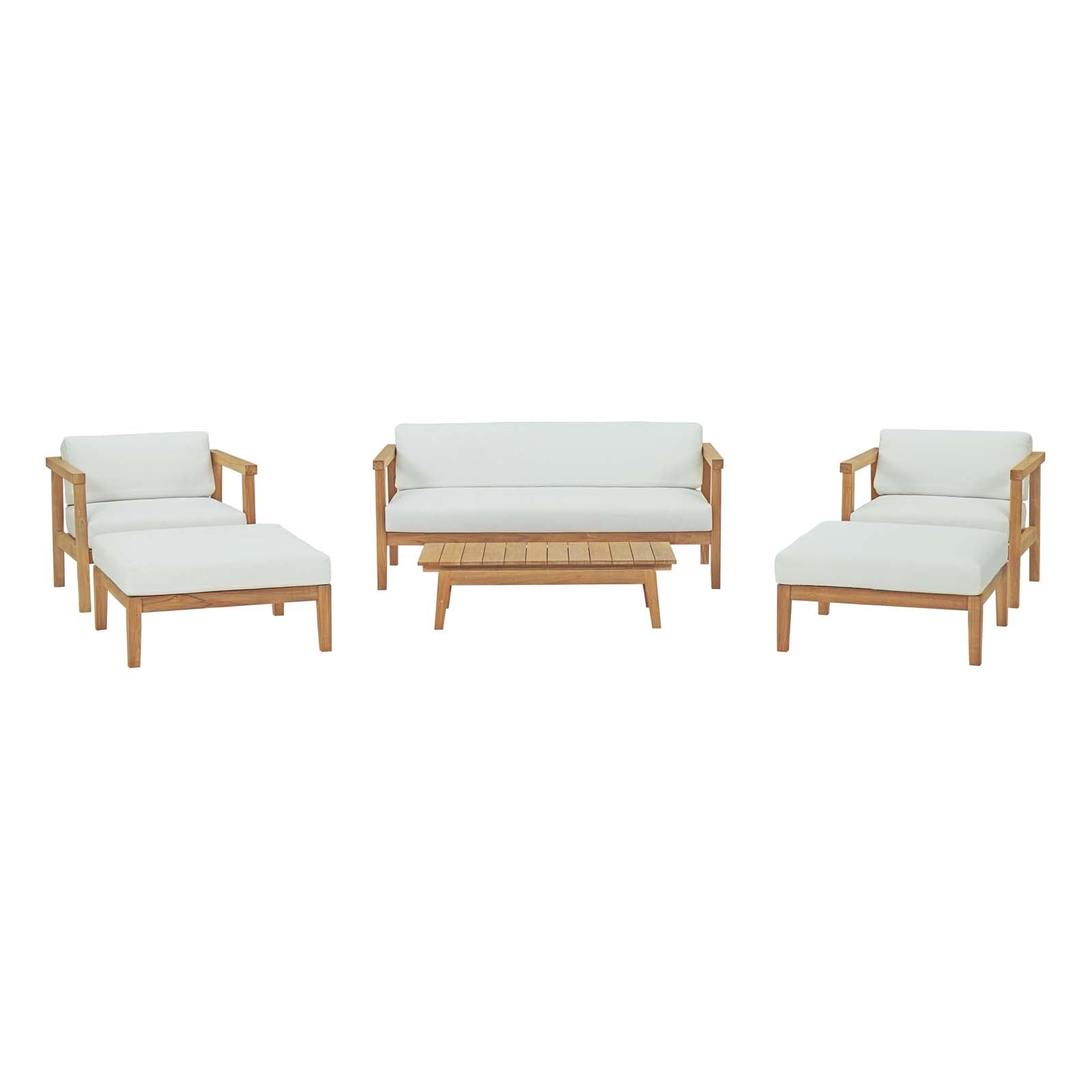 Modway Bayport 6 Piece Outdoor Patio Teak Set | Outdoor Sofas, Loveseats & Sectionals