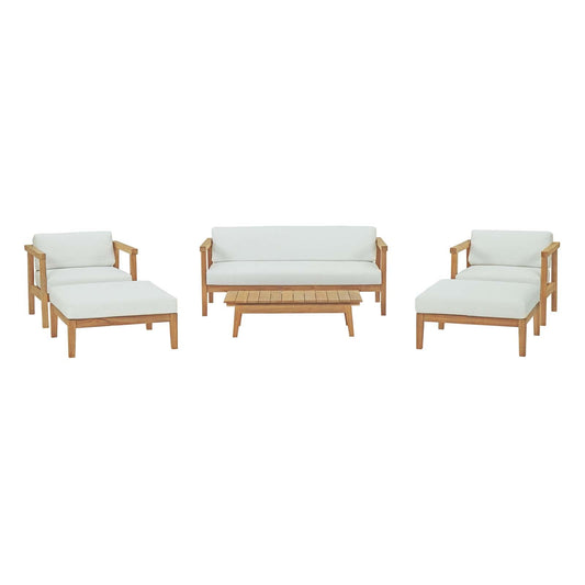 Modway Bayport 6 Piece Outdoor Patio Teak Set | Outdoor Sofas, Loveseats & Sectionals