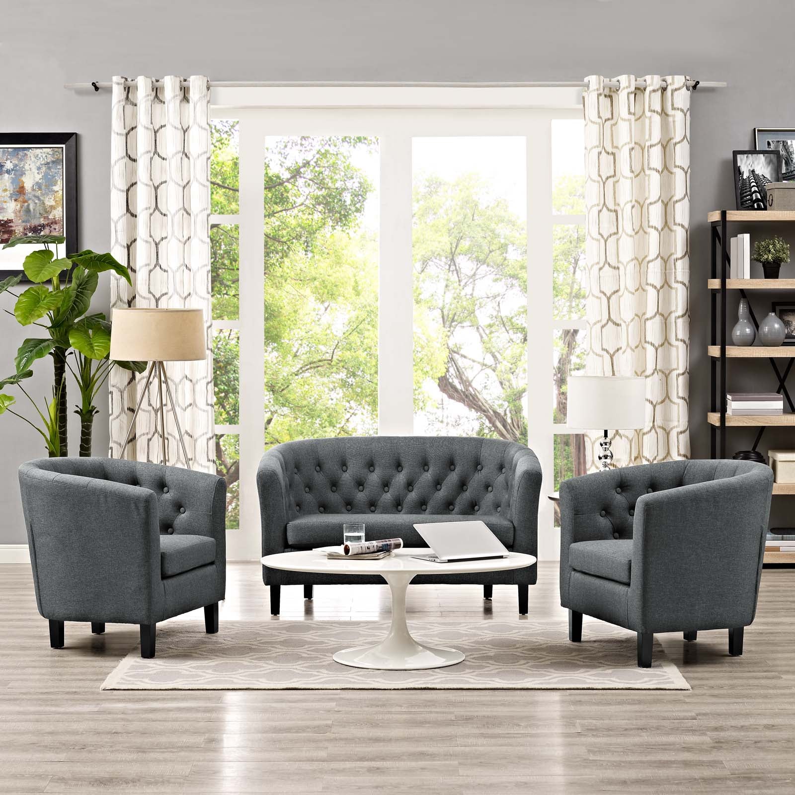 Modway Prospect 3 Piece Upholstered Fabric Loveseat and Armchair Set | Loveseats | Modishstore-3