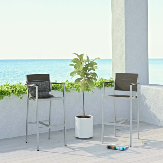 Modway Shore Bar Stool Outdoor Patio Aluminum Set of 2 | Bar Stools | Modishstore