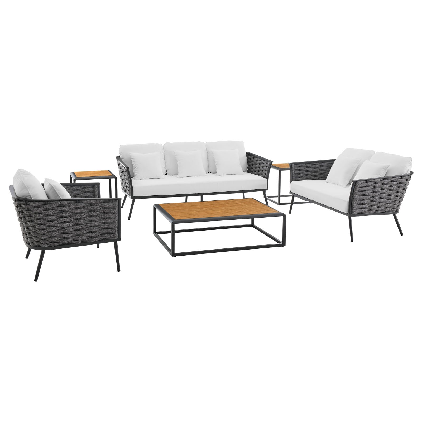 Modway Stance 6 Piece Outdoor Patio Aluminum Sectional Sofa Set | Outdoor Sofas, Loveseats & Sectionals | Modishstore-3