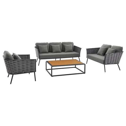Modway Stance 4 Piece Outdoor Patio Aluminum Sectional Sofa Set-EEI-3161 | Outdoor Sofas, Loveseats & Sectionals | Modishstore-2