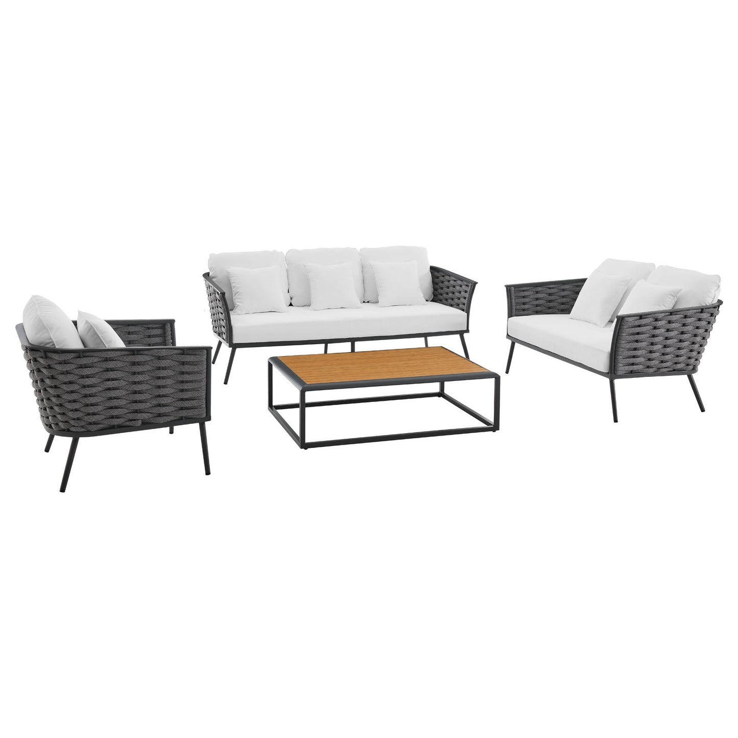 Modway Stance 4 Piece Outdoor Patio Aluminum Sectional Sofa Set-EEI-3161 | Outdoor Sofas, Loveseats & Sectionals | Modishstore